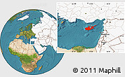 Satellite Location Map of Cyprus, highlighted continent