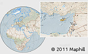 Satellite Location Map of Cyprus, lighten