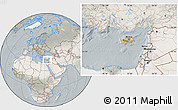 Satellite Location Map of Cyprus, lighten, semi-desaturated