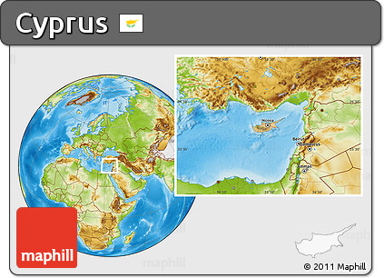 Satellite Location Map of Cyprus, physical outside