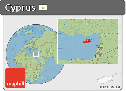 Savanna Style Location Map of Cyprus