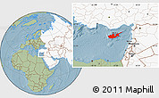 Savanna Style Location Map of Cyprus, highlighted continent, hill shading