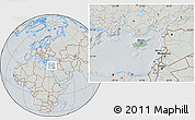 Savanna Style Location Map of Cyprus, lighten, semi-desaturated, hill shading