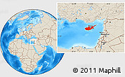 Shaded Relief Location Map of Cyprus