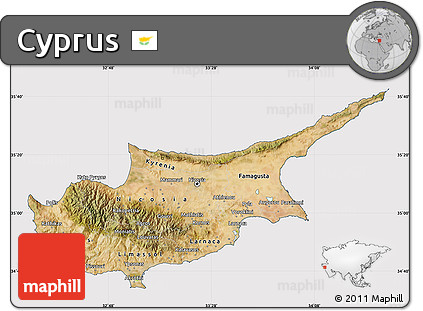 Satellite Map of Cyprus, cropped outside