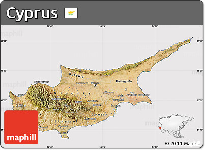 Satellite Map of Cyprus, cropped outside
