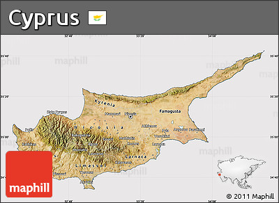 Satellite Map of Cyprus, cropped outside