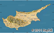 Satellite Map of Cyprus, darken, desaturated, land only