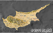 Satellite Map of Cyprus, darken, desaturated