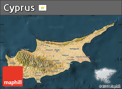 Satellite Map of Cyprus, darken