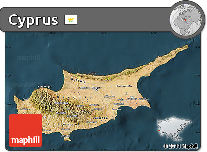 Satellite Map of Cyprus, darken