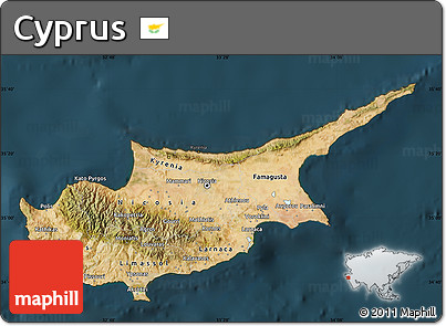 Satellite Map of Cyprus, darken