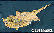 Satellite Map of Cyprus, darken