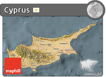 Satellite Map of Cyprus, semi-desaturated