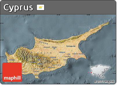 Satellite Map of Cyprus, semi-desaturated