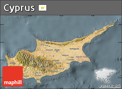 Satellite Map of Cyprus, semi-desaturated