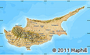 Satellite Map of Cyprus, single color outside, bathymetry sea