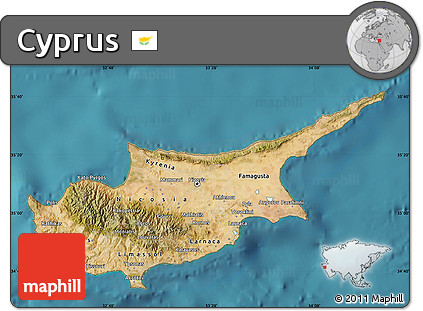 Satellite Map of Cyprus, single color outside