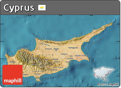 Satellite Map of Cyprus, single color outside