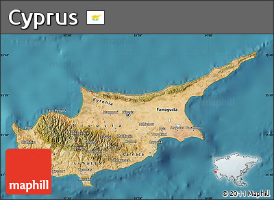 Satellite Map of Cyprus, single color outside