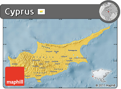 Savanna Style Map of Cyprus, single color outside