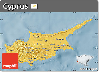 Savanna Style Map of Cyprus, single color outside