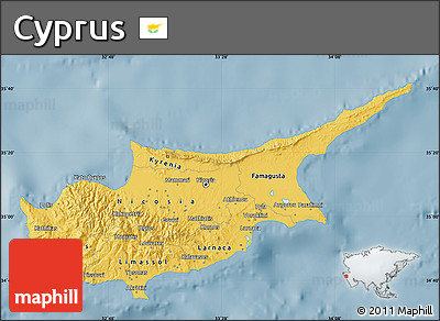 Savanna Style Map of Cyprus, single color outside