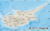Shaded Relief Map of Cyprus, political outside, shaded relief sea