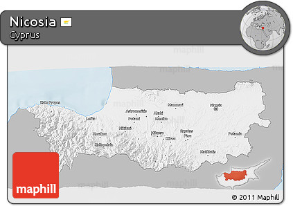 Gray 3D Map of Nicosia, single color outside