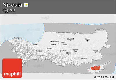 Gray 3D Map of Nicosia, single color outside