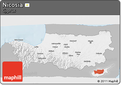 Gray 3D Map of Nicosia, single color outside