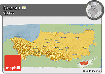 Savanna Style 3D Map of Nicosia, single color outside
