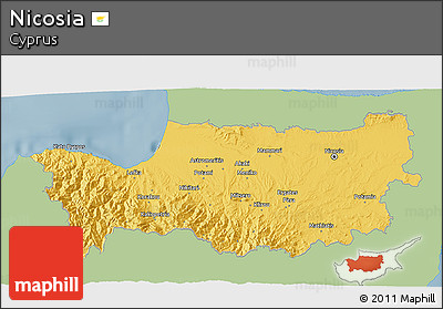 Savanna Style 3D Map of Nicosia, single color outside