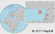 Gray Location Map of Nicosia, highlighted country