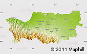 Physical Map of Nicosia, cropped outside