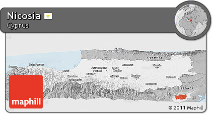 Gray Panoramic Map of Nicosia