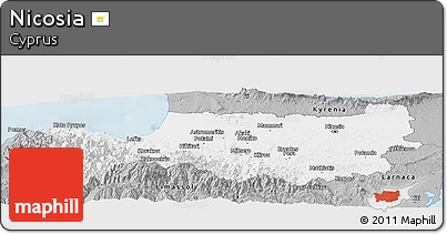 Gray Panoramic Map of Nicosia