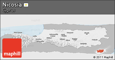 Gray Panoramic Map of Nicosia, single color outside