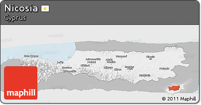 Gray Panoramic Map of Nicosia, single color outside