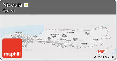 Silver Style Panoramic Map of Nicosia, single color outside