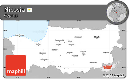 Gray Simple Map of Nicosia, single color outside