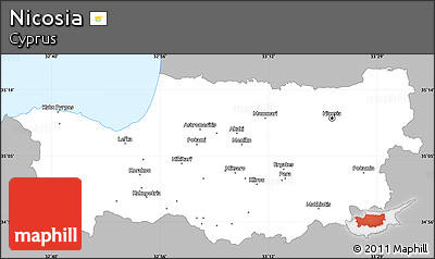 Gray Simple Map of Nicosia, single color outside