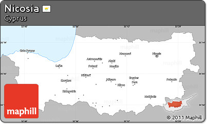 Gray Simple Map of Nicosia, single color outside