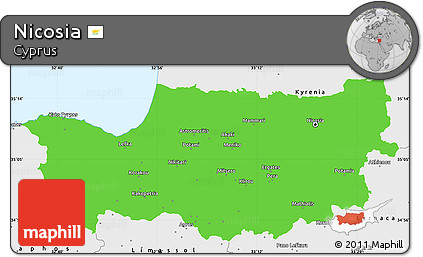 Political Simple Map of Nicosia, single color outside, borders and labels