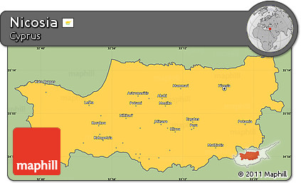 Savanna Style Simple Map of Nicosia, cropped outside