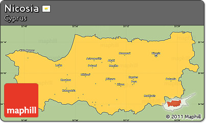 Savanna Style Simple Map of Nicosia, cropped outside