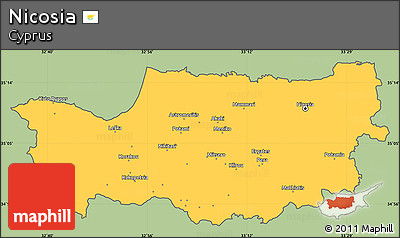 Savanna Style Simple Map of Nicosia, cropped outside
