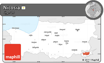 Silver Style Simple Map of Nicosia, single color outside