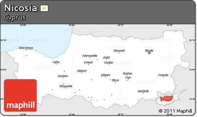 Silver Style Simple Map of Nicosia, single color outside