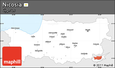 Silver Style Simple Map of Nicosia, single color outside